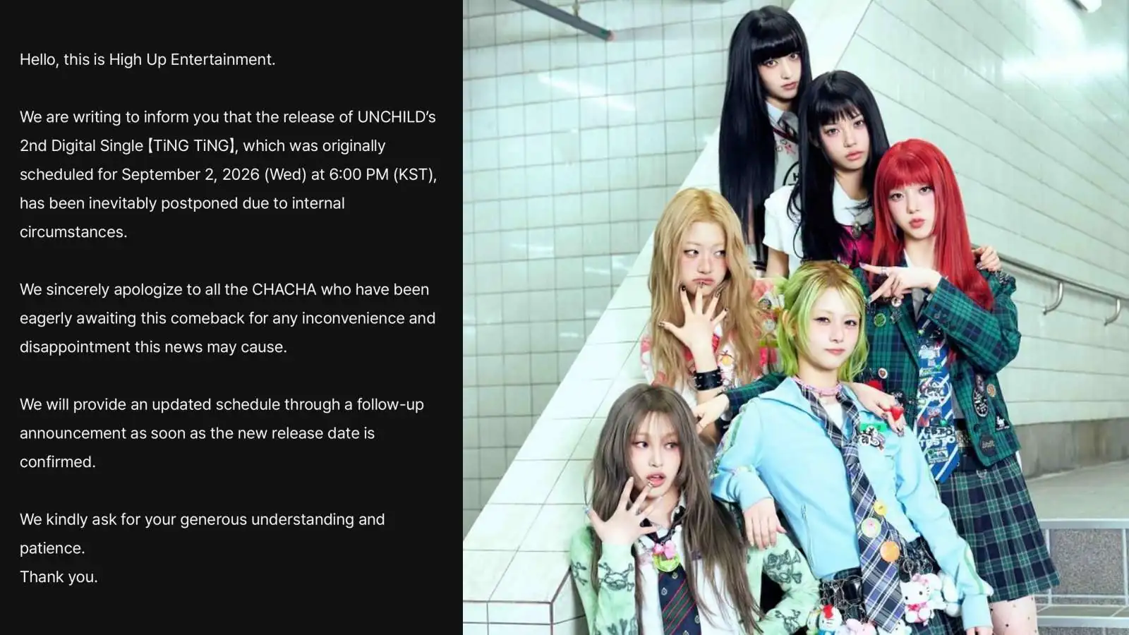 New girl group UNCHILD remains without a comeback date after Ting Ting postponement New girl group UNCHILD remains without a comeback date after Ting Ting postponement