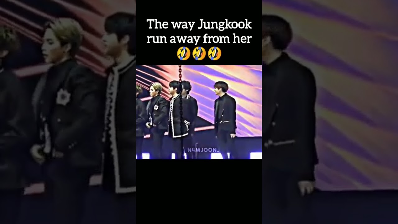 How Jungkook panicked and ran away after seeing her🤣🤣🤣#bts#jungkook#btsshorts#shorts