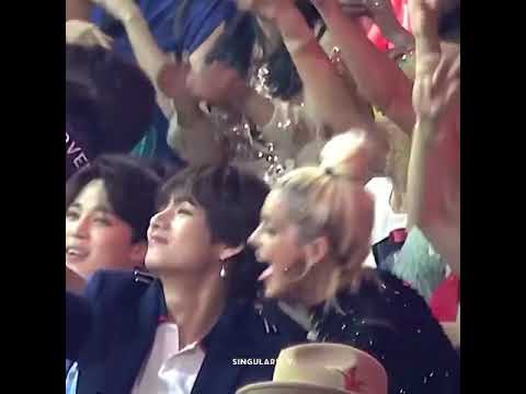 V having fun with Bebe Rexha 👍🏻💜 #V #Taehyung #BTS