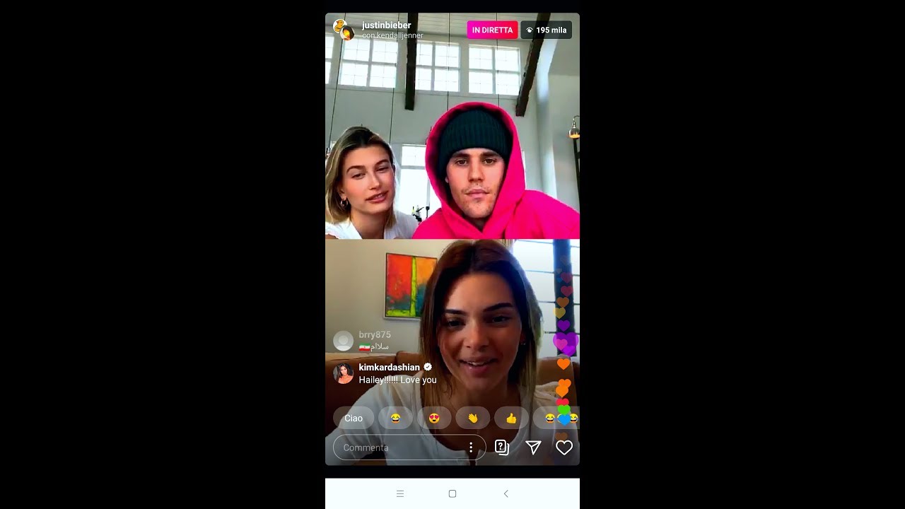 Justin Bieber - Hailey Bieber - Kendall Jenner via Instagram live