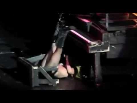 Lady GaGa Falls Off Piano On Stage During Concert In Houston 04/08/11