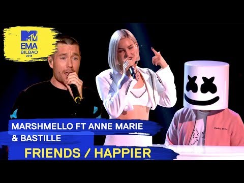 Marshmello ft. Anne Marie & Bastille - "Friends / Happier" Live | MTV EMAs 2018
