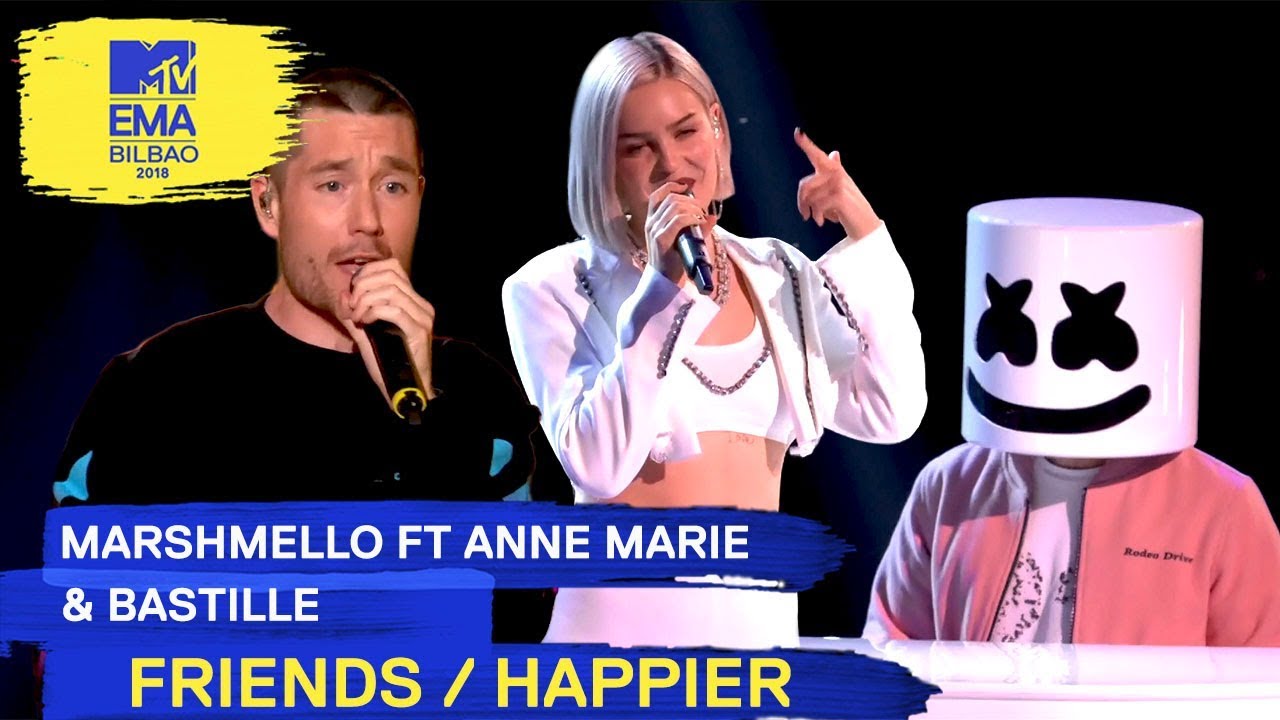 Marshmello ft. Anne Marie & Bastille - "Friends / Happier" Live | MTV EMAs 2018