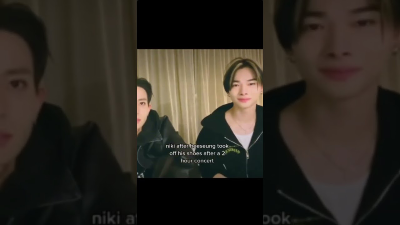 Niki after heeseung took off his shoes after the concert #enhypen #niki #heeseung