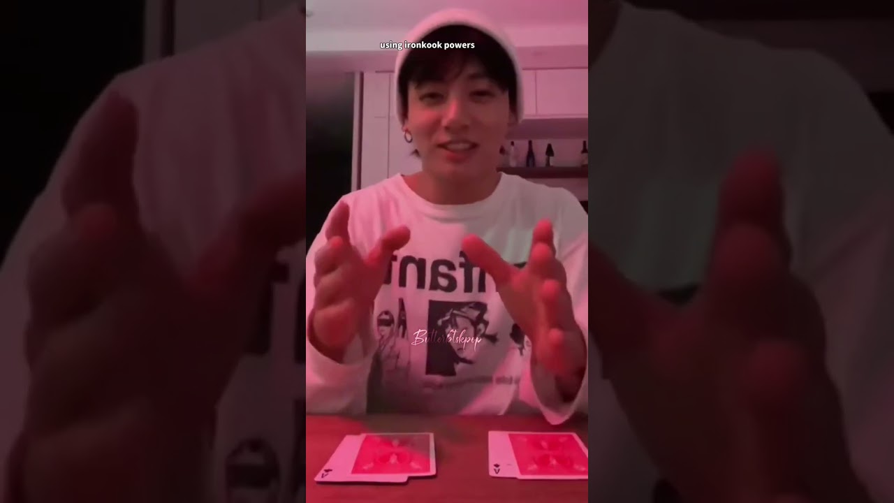 Jungkook cutely showing his magic tricks with cards 🐰💜