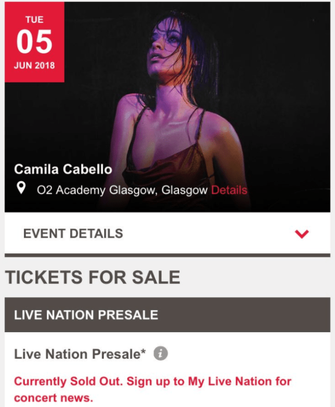 Se agotaron las entradas de varios conciertos de la gira de Camila Cabello en pocos minutos