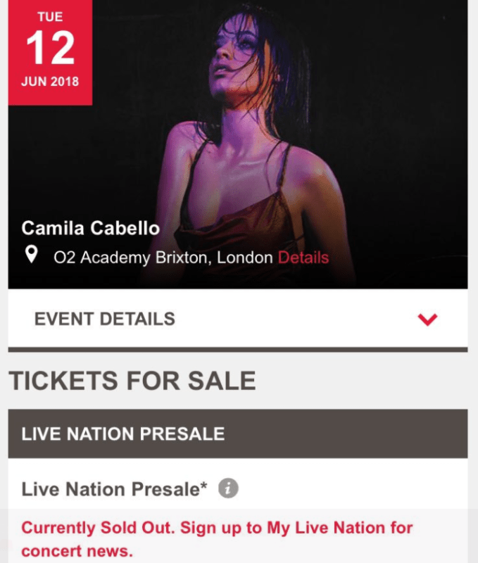 Se agotaron las entradas de varios conciertos de la gira de Camila Cabello en pocos minutos