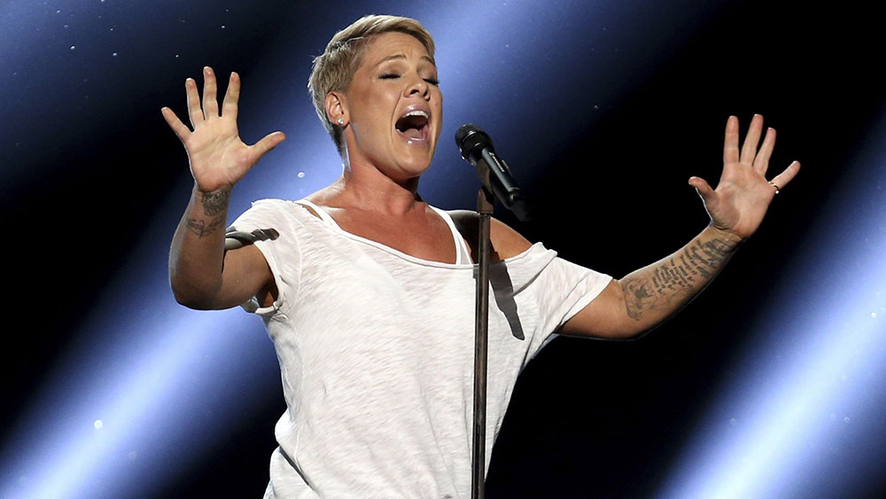 Mandatory Credit: Photo by Matt Sayles/Invision/AP/REX/Shutterstock (9337323i)
Pink performs "Wild Hearts Can't Be Broken" at the 60th annual Grammy Awards at Madison Square Garden, in New York
APTOPIX 60th Annual Grammy Awards - Show, New York, USA - 28 Jan 2018