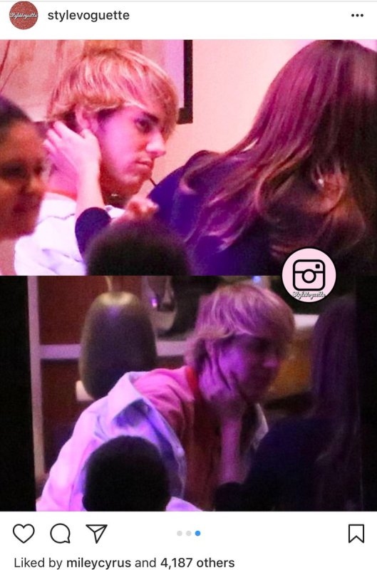 Miley Cyrus demuestra su apoyo por la relación de Justin y Selena