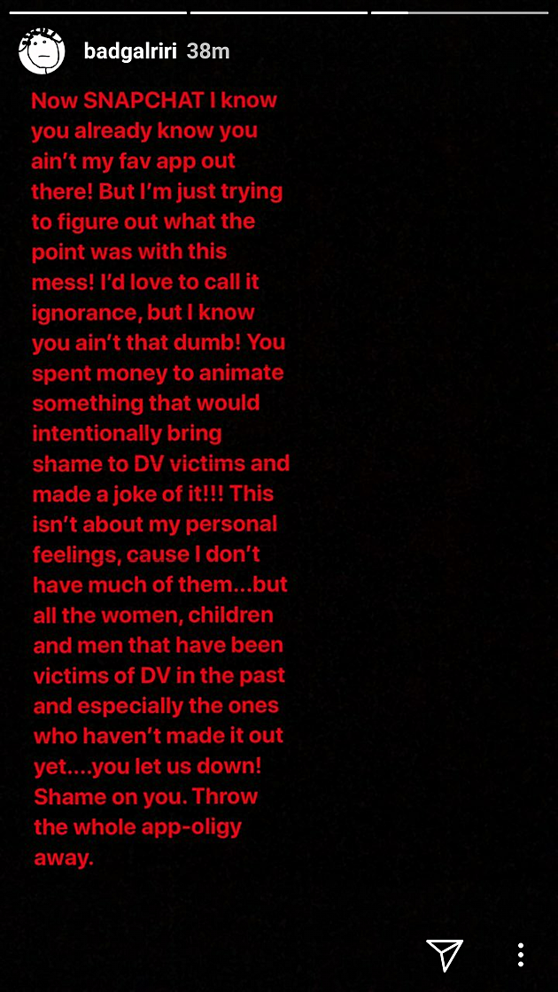 Snapchat incitó a sus seguidores a 'cachetear a Rihanna' y ella les responde