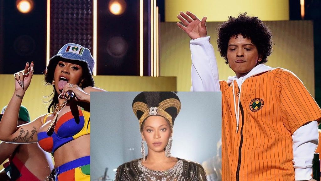 Bruno Mars felicitó a Beyoncé y Cardi B