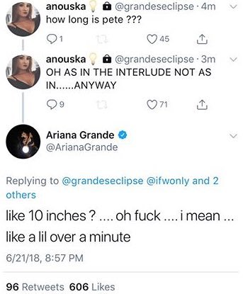 Ariana Grande habló sobre el tamaño del 'miembro' de Pete Davidson