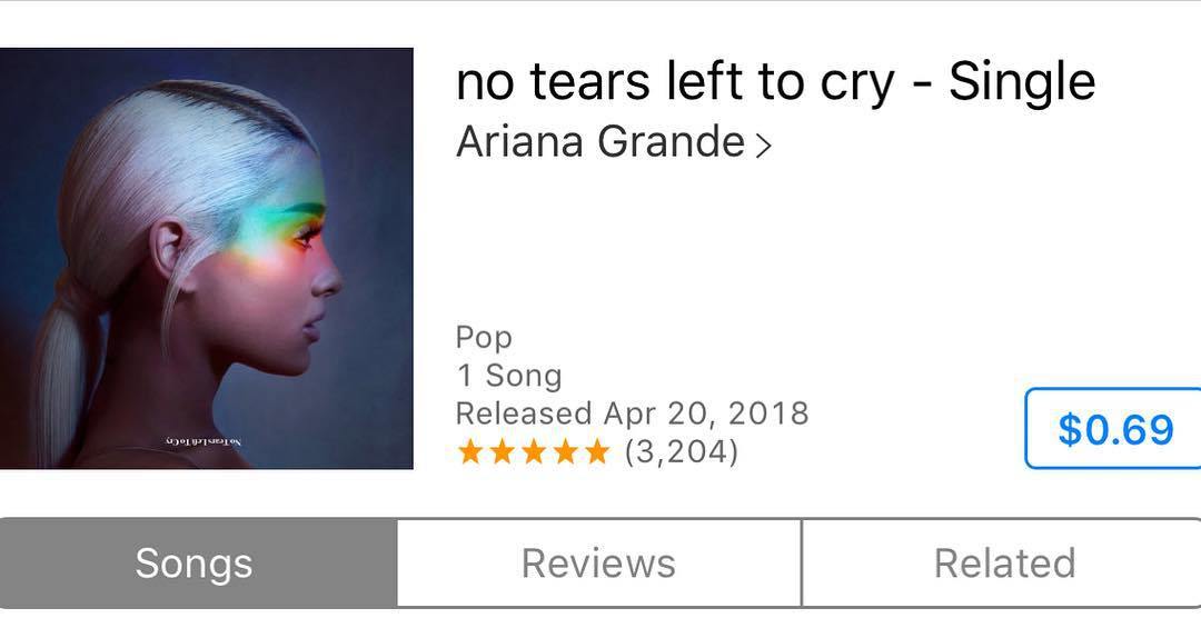 Ariana Grande hace enorme descuento a “No Tears Left To Cry”