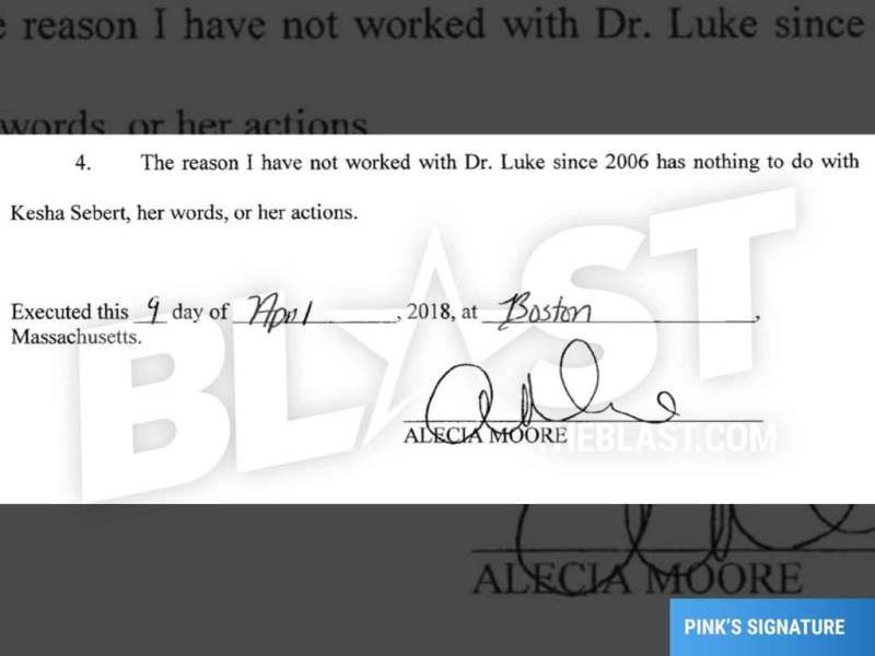 P!nk, Avril Lavigne, Kelly Clarkson y Adam Levine firmaron documento oficial en el caso de Kesha y Dr. Luke