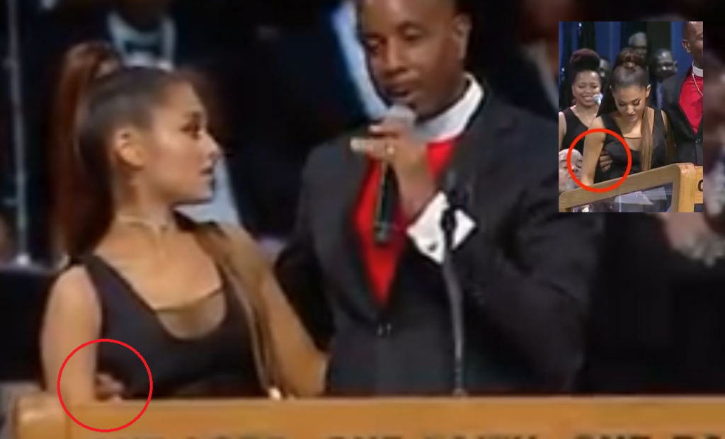 Ariana Grande fue manoseada por un pastor durante el funeral de Aretha Franklin