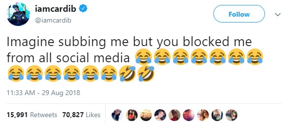 Nicki Minaj bloqueó a Cardi B de Twitter