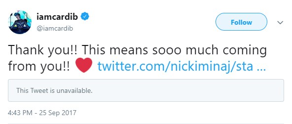 Nicki Minaj bloqueó a Cardi B de Twitter