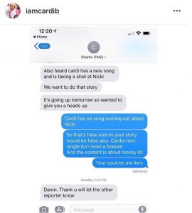 Cardi B niega que su nuevo tema sea sobre Nicki Minaj