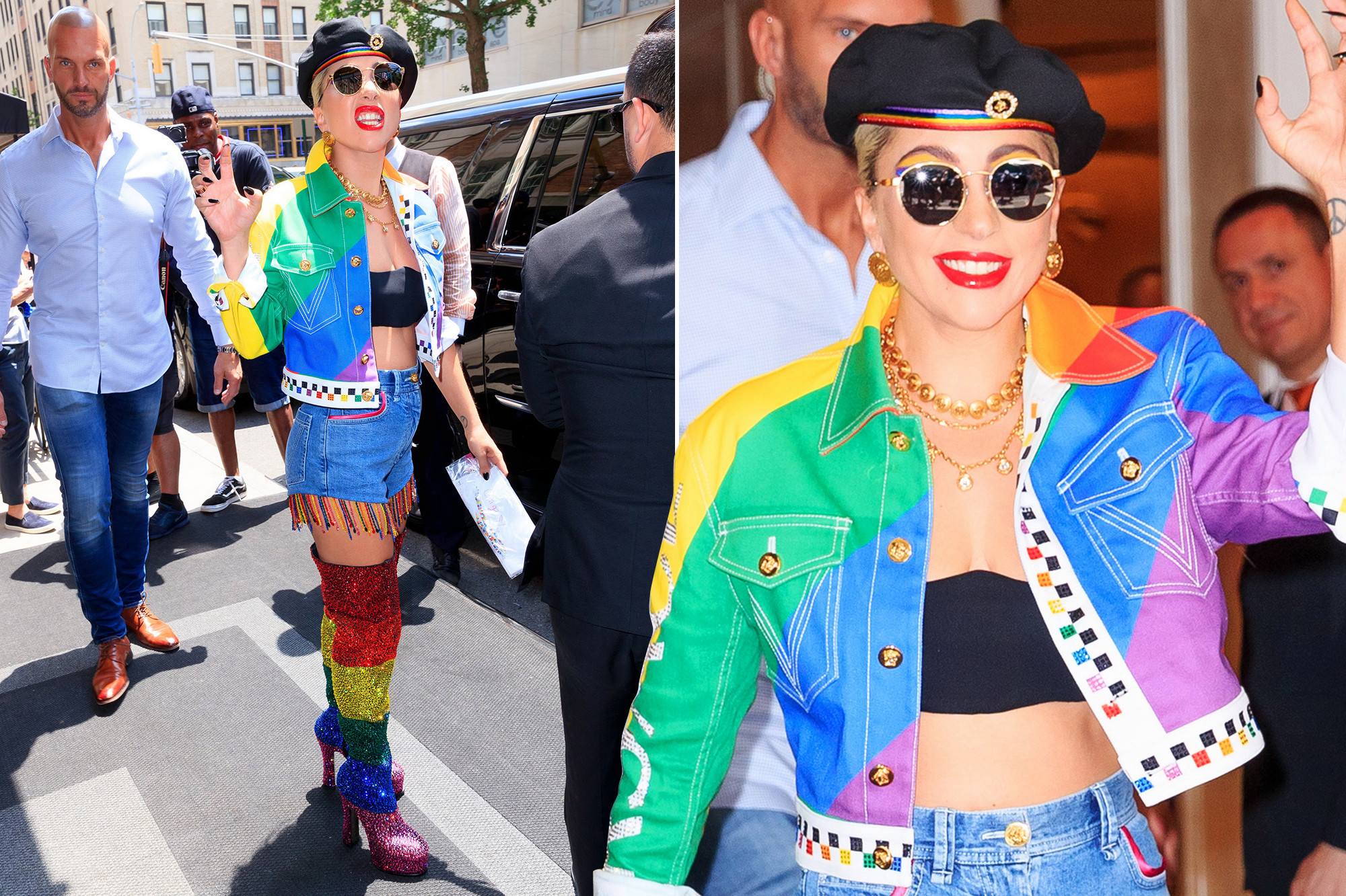 NEW YORK, NY - JUNE 28:  Lady Gaga shows off her Pride fashion on June 28, 2019 in New York City.  (Photo by Gotham/GC Images)
