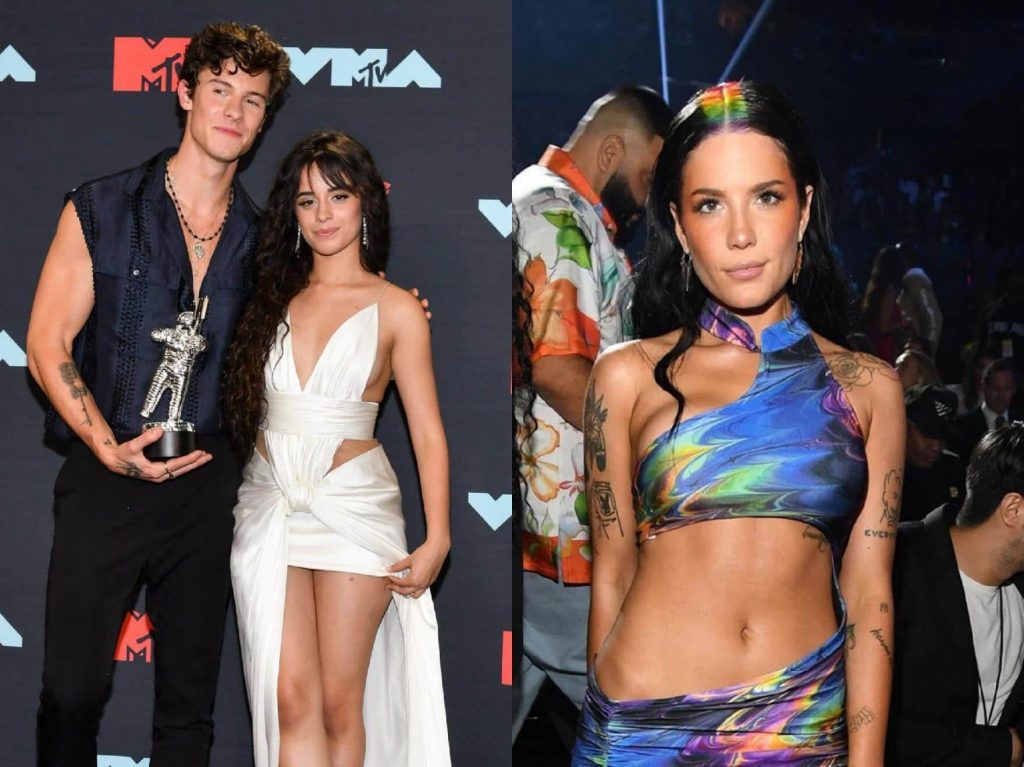 Halsey, Camila Cabello y Shawn Mendes se dieron un beso en los VMAs
