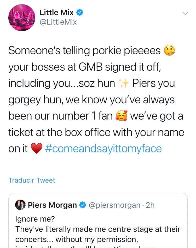Litte Mix afirma que Piers Morgan solo quiere atención ya que si tienen permiso de usar su imagen