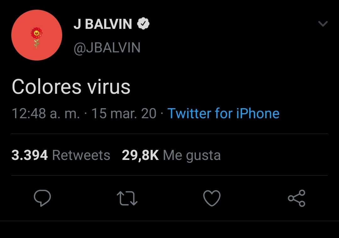 J Balvin se burla del Coronavirus y luego elimina Tweet tras ver a la gente enojada