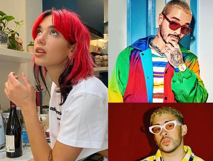Según el sitio web "Genius" la Colaboración entre Dua Lipa, J Balvin y Bad Bunny se llama "Plateado" y estaría estrenándose este mismo mes de junio