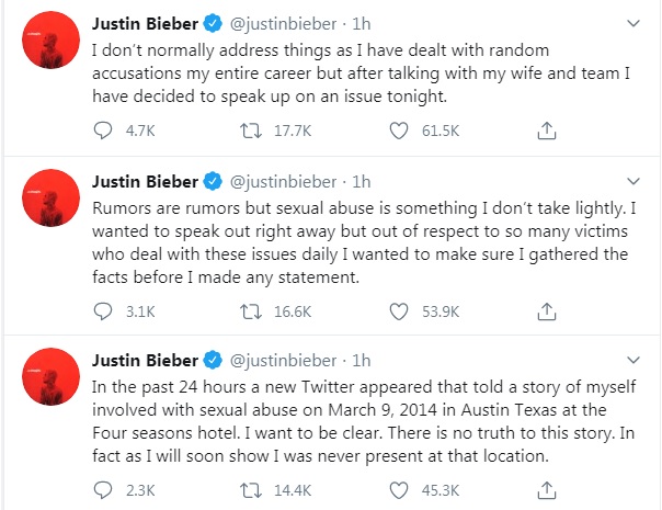 Justin Bieber responde a la polémica de abuso sexual: "Yo estaba con Selena"