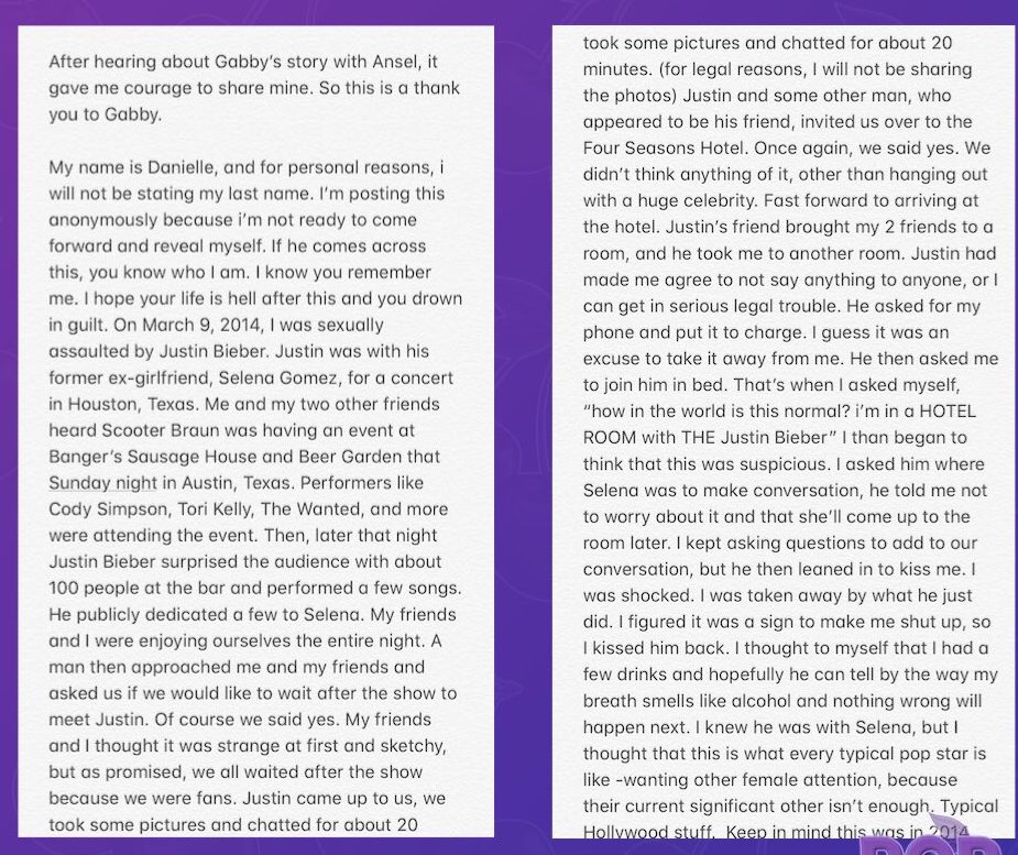 Fanática acusa a Justin Bieber de abuso en una carta y se vuelve viral "Selena era su novia"