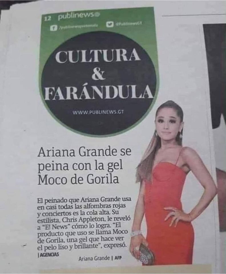 Ariana Grande utiliza el fijador Moco de Gorila para peinarse su famosa ponytail