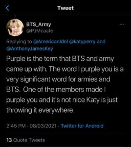 Fans de BTS cancelan a Katy Perry por usar una frase personal del Grupo Fans de BTS cancelan a Katy Perry por usar una frase personal del Grupo