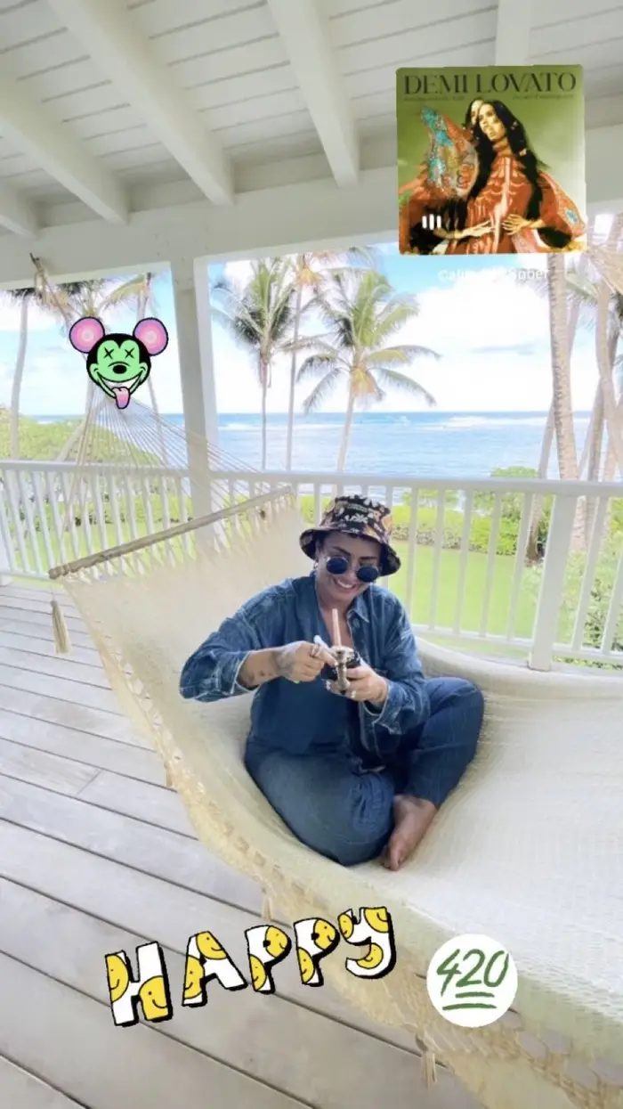 Tras sufrir fuerte sobredosis, Demi Lovato celebra el 4/20 disfrutando de la marihuana