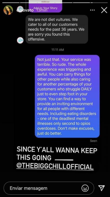 Demi Lovato critica a tienda de dulces dietéticos para diabéticos por 'fomentar trastornos alimenticios'