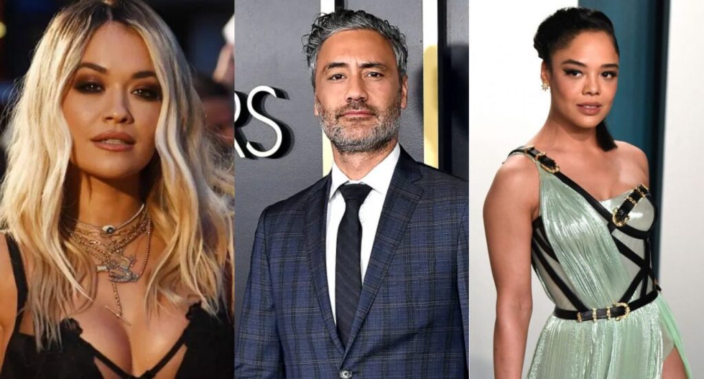 Rita Ora comparte apasionado beso de tres con su novio Taika Waititi y Tessa Tompson