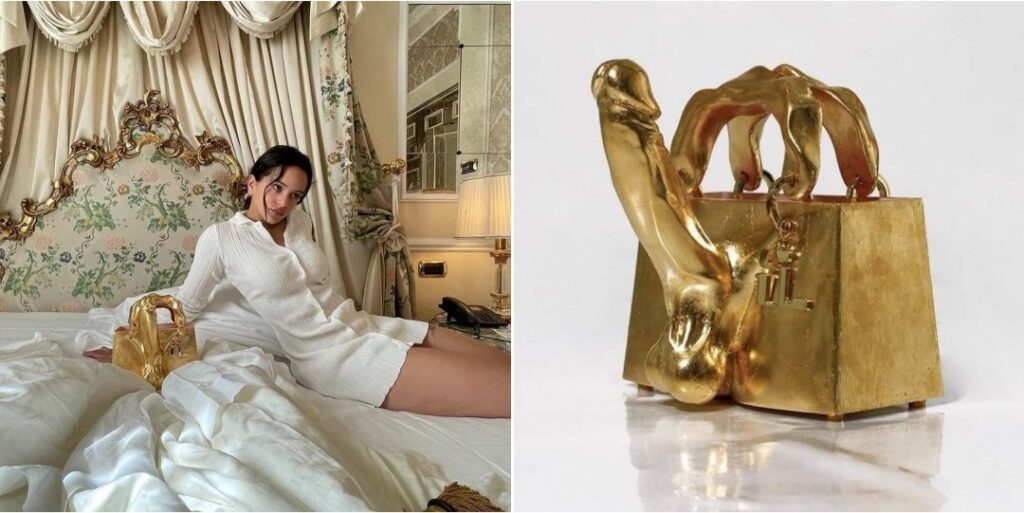 La Rosalía enciende las redes sociales por usar un bolso de oro con forma de pene y recibe críticas