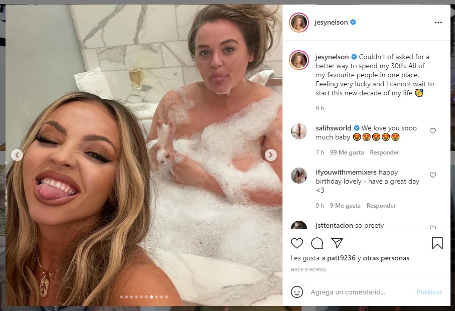 Jesy Nelson comparte un baño de burbujas con una amiga mientras celebra su cumpleaños