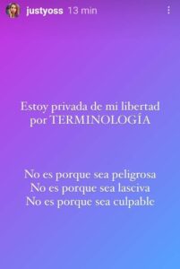 YosStop reaparece en redes y clama para que exijan su libertad, "no soy una lasciva" YosStop reaparece en redes y clama para que exijan su libertad, "no soy una lasciva"