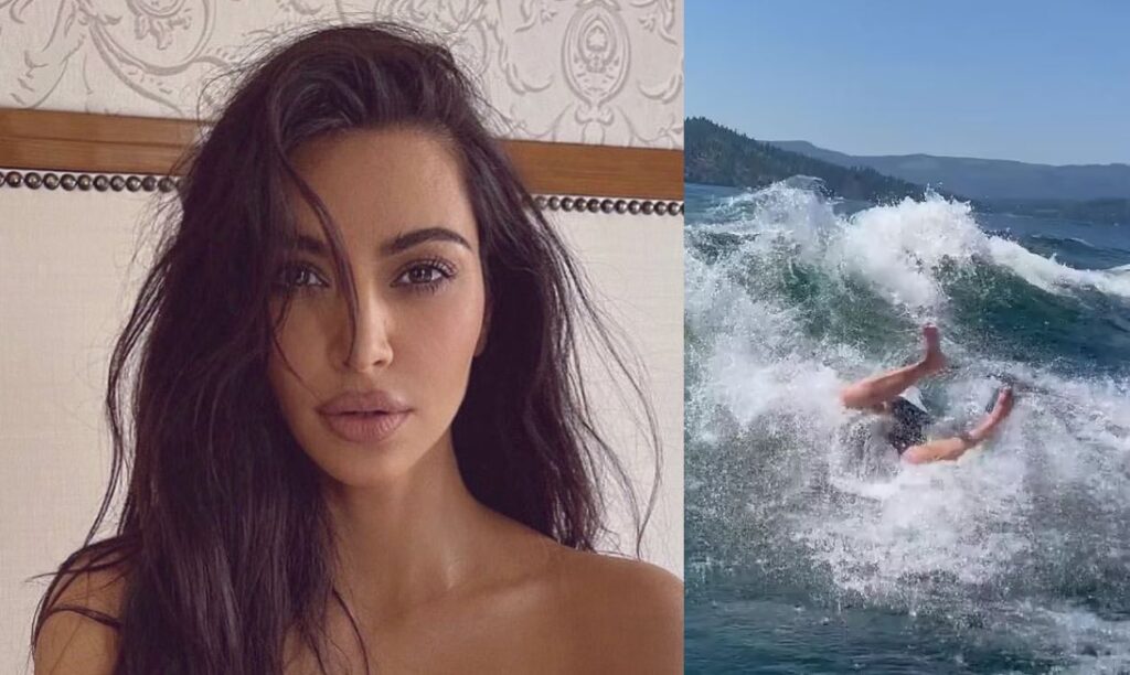 Kim Kardashian sufre caída tras ir a toda velocidad en una tabla de wakeboard