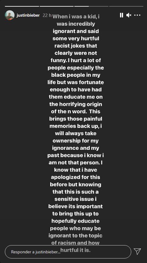 Justin Bieber se disculpa en redes tras acusaciones de racismo