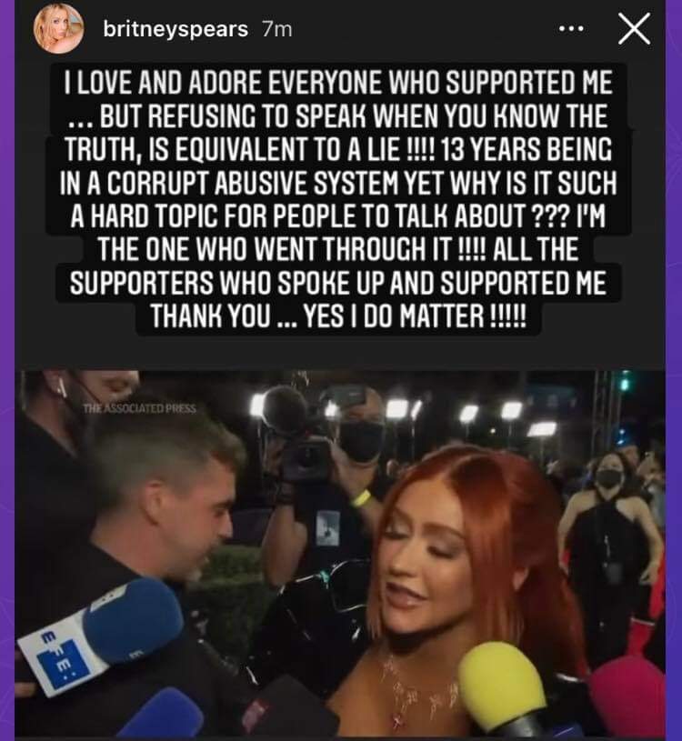 Britney Spears se va contra Christina Aguilera por negarse a hablar sobre su tutela