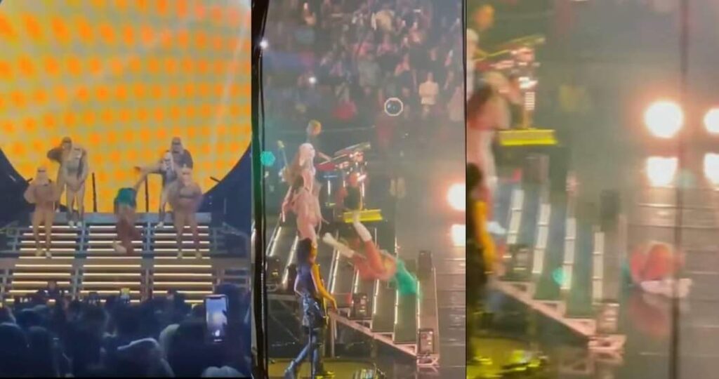 Karol G sufre grave y aparatosa caída de unas escaleras en pleno concierto (VÍDEO)