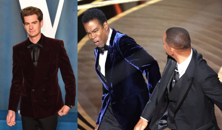 Andrew Garfield imita el golpe que Will Smith le dió a Chris Rock en los Oscars