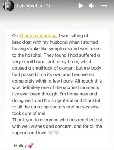 Hailey Bieber sufrió un ICTUS: te contamos como sucedió todo