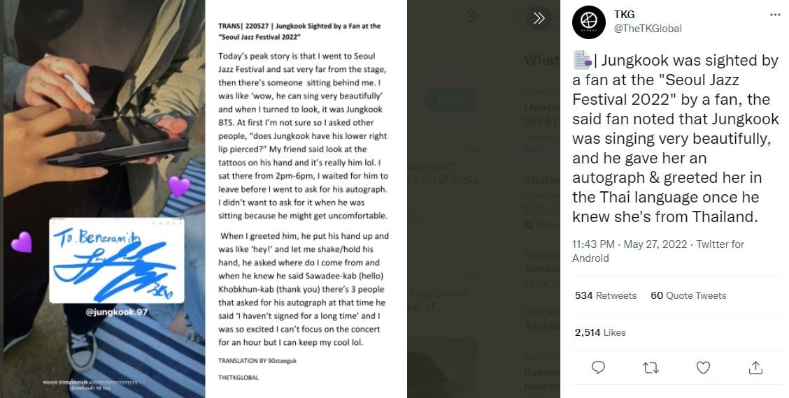 BTS: Jungkook saluda a una fan en tailandés en Seúl y enamora a ARMY