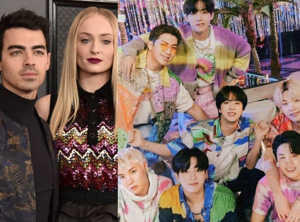 Sophie Turner y Joe Jonas admiten que BTS es su banda de chicos favorita