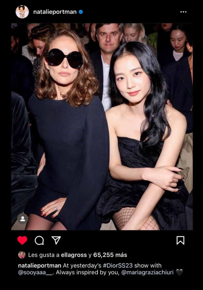 Ofenden a Jisoo en Europa y esta responde de la forma más épica posible Jisoo and Natalie Portman Dior