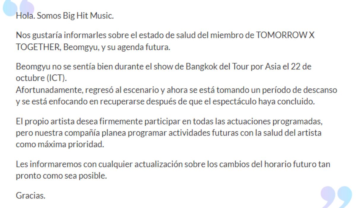 Fans rechazan abandono de Beomgyu en medio de un concierto, pero no conocen la razón