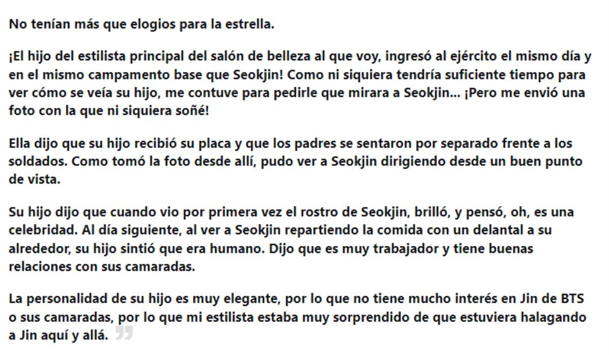 Jin de BTS ha revelado su verdadera personalidad en el ejército y esto opinan sus compañeros