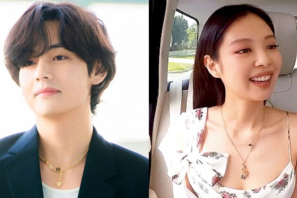 V de BTS usó collar de pareja con Jennie de BLACKPINK antes de ser