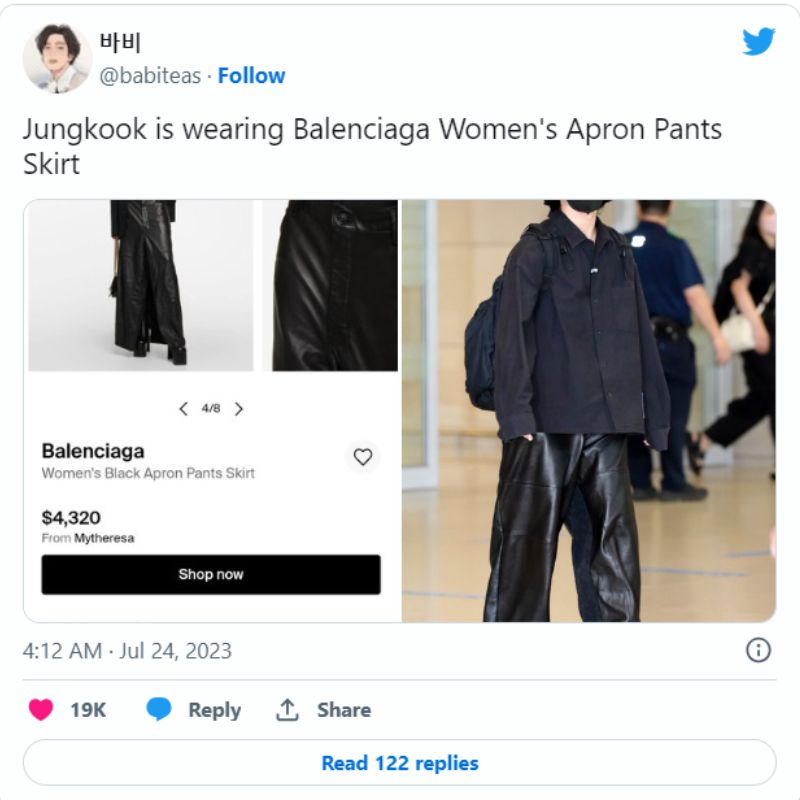 Jungkook de BTS rompe normas de género con su look en el aeropuerto de Incheon